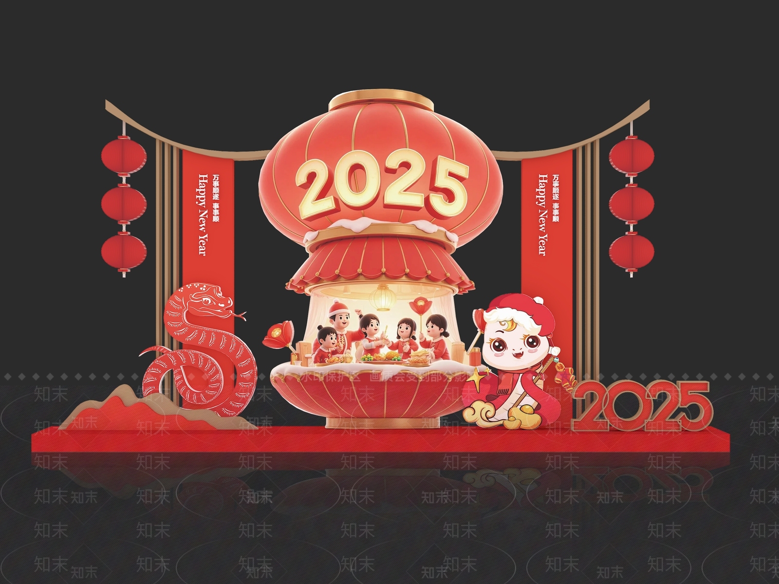 现代中式美陈3D模型下载【ID:1182872171】