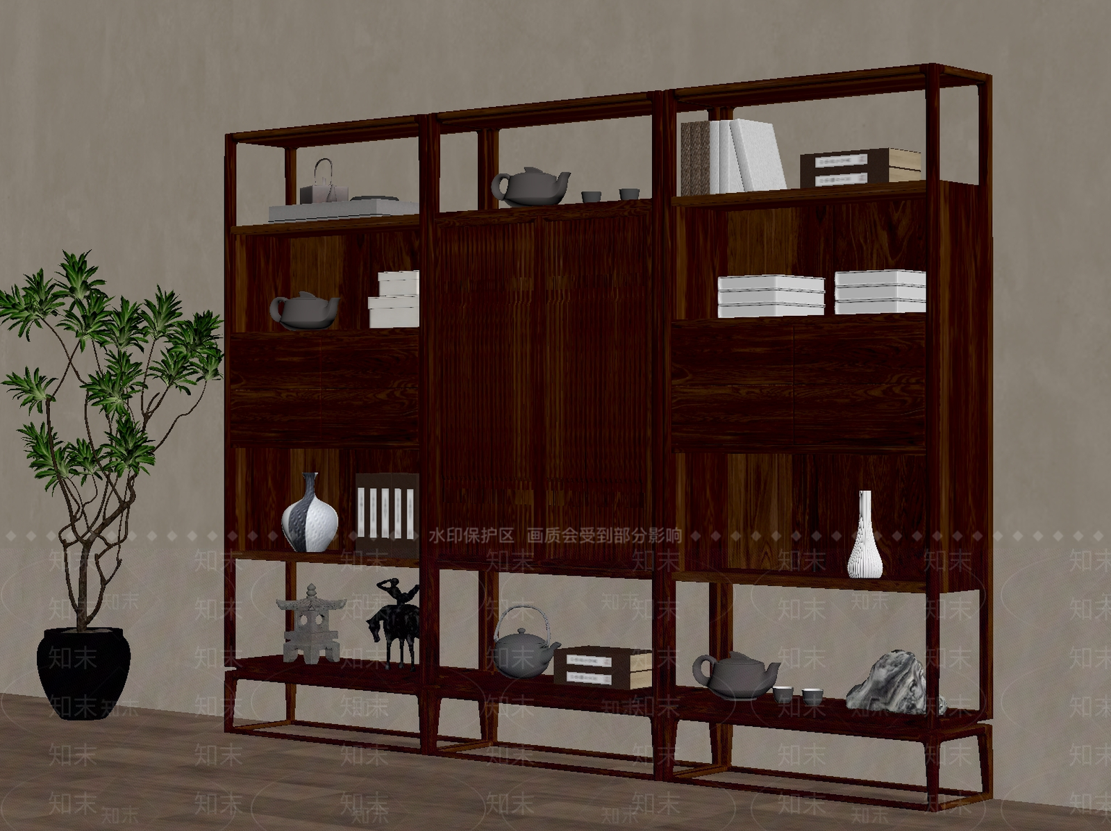 新中式博古架SU模型下载【ID:1182873676】