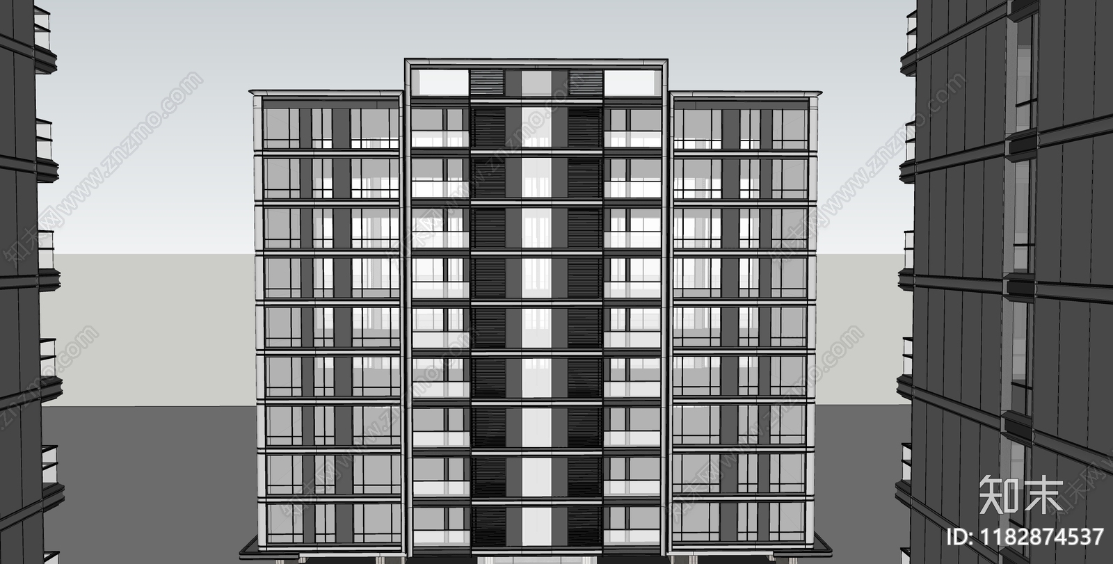 简约轻奢多层住宅SU模型下载【ID:1182874537】