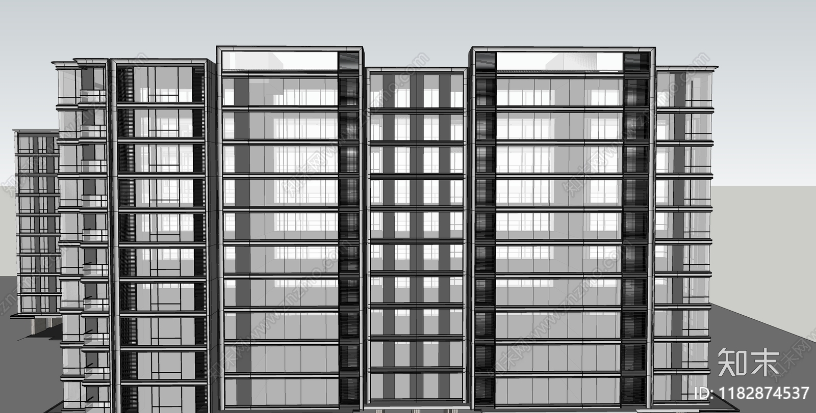 简约轻奢多层住宅SU模型下载【ID:1182874537】