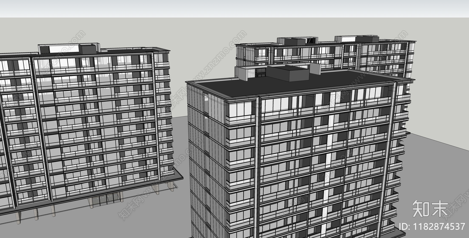 简约轻奢多层住宅SU模型下载【ID:1182874537】