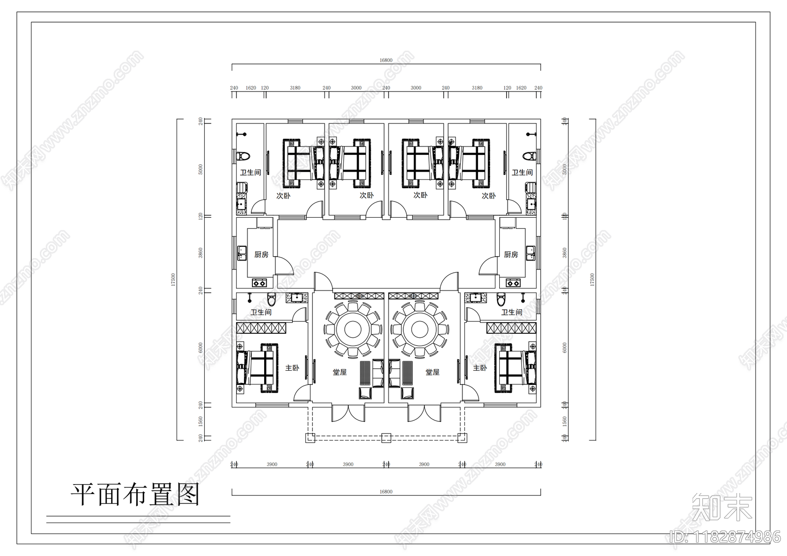 现代四合院施工图下载【ID:1182874986】