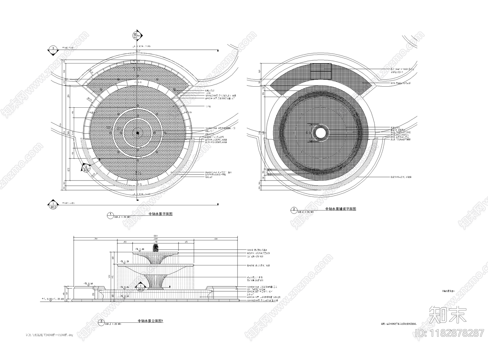欧式水景cad施工图下载【ID:1182878287】