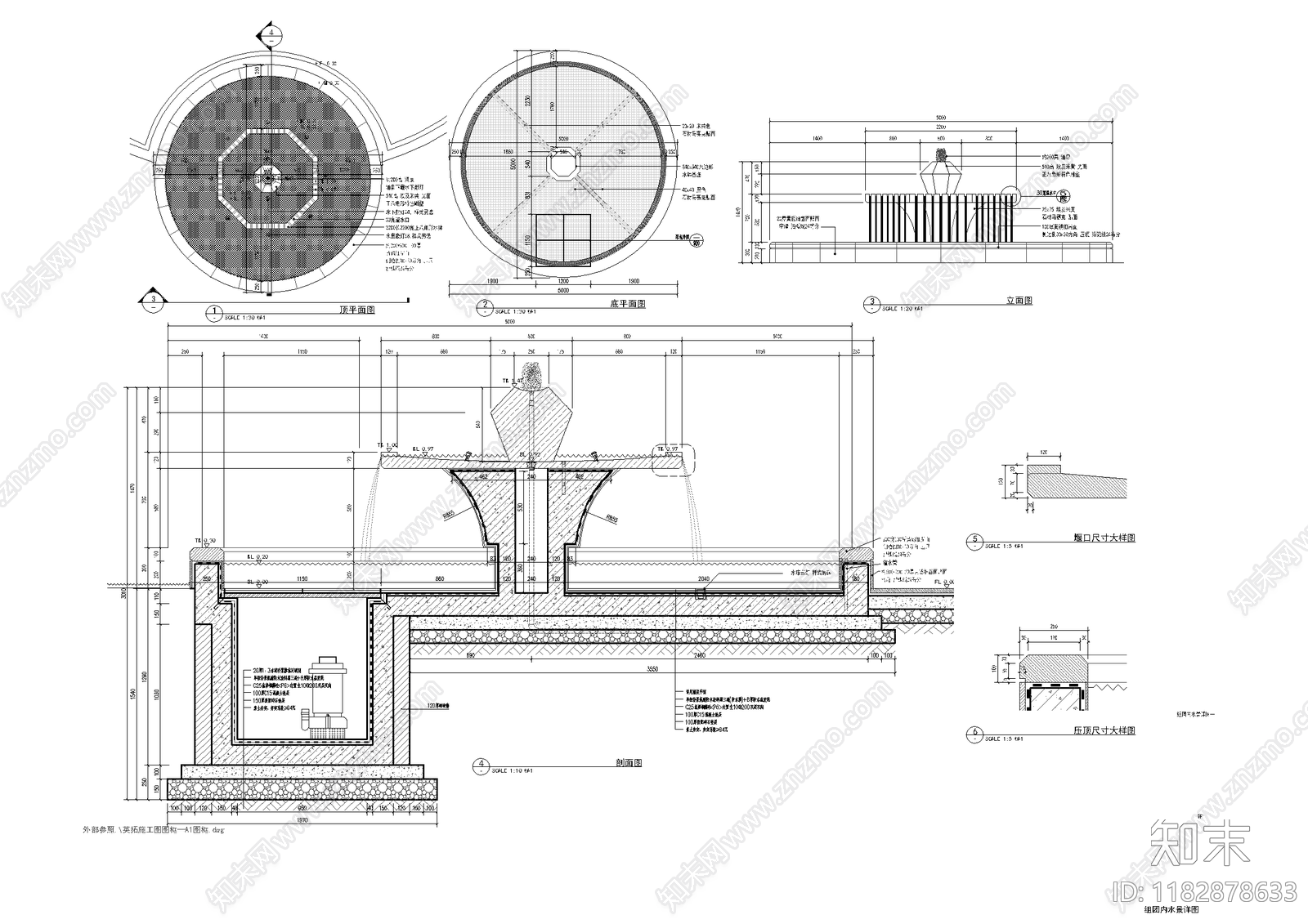 欧式水景cad施工图下载【ID:1182878633】