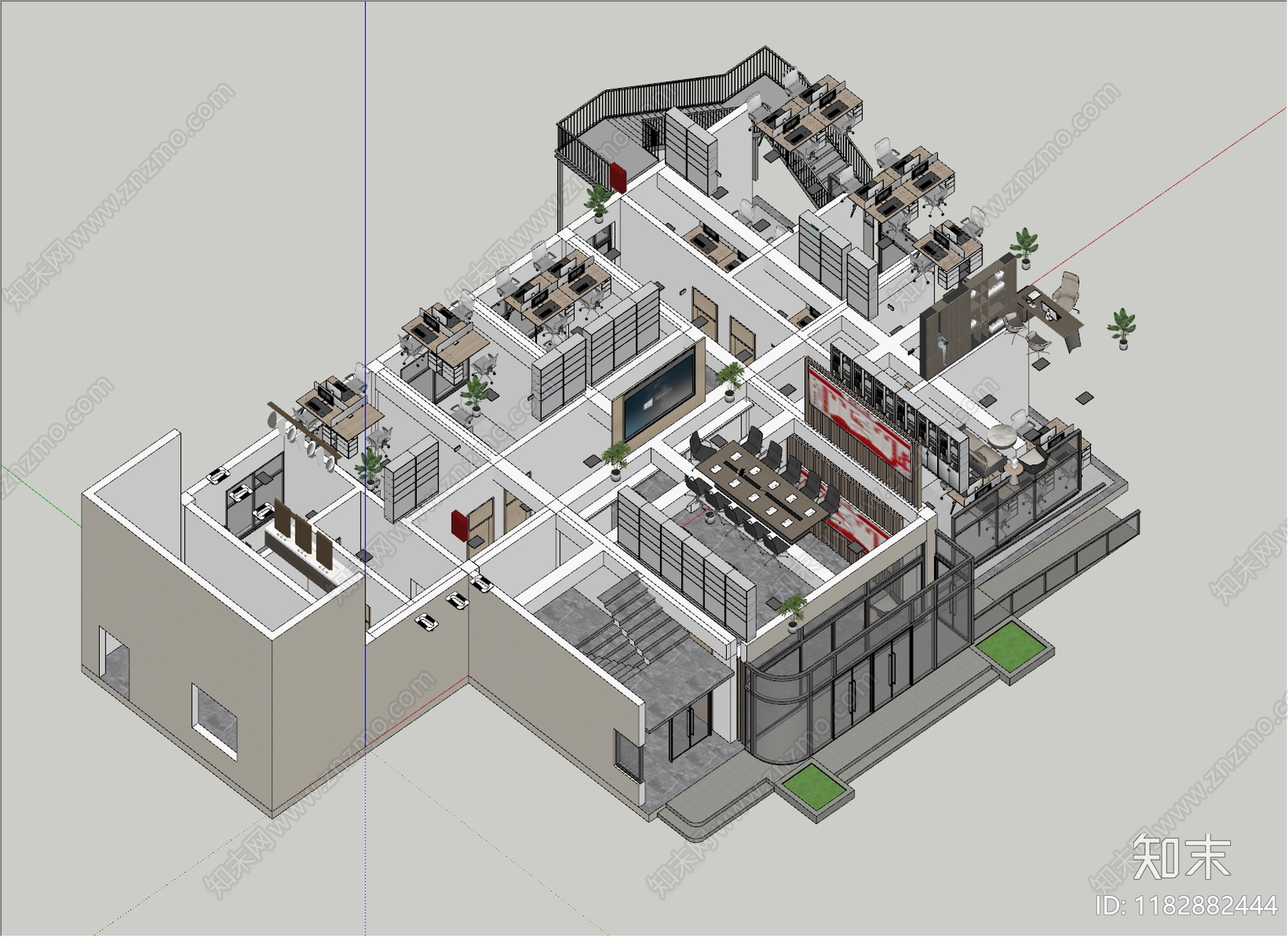 现代极简会议室SU模型下载【ID:1182882444】