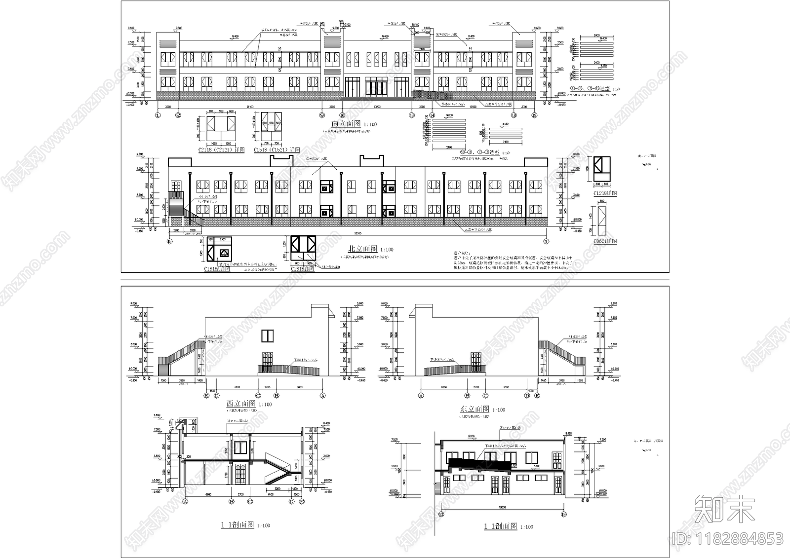 现代学校建筑cad施工图下载【ID:1182884853】