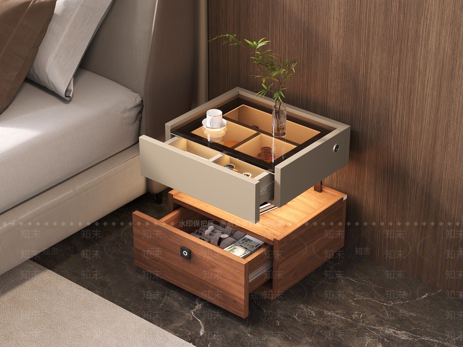现代床头柜3D模型下载【ID:1182891929】