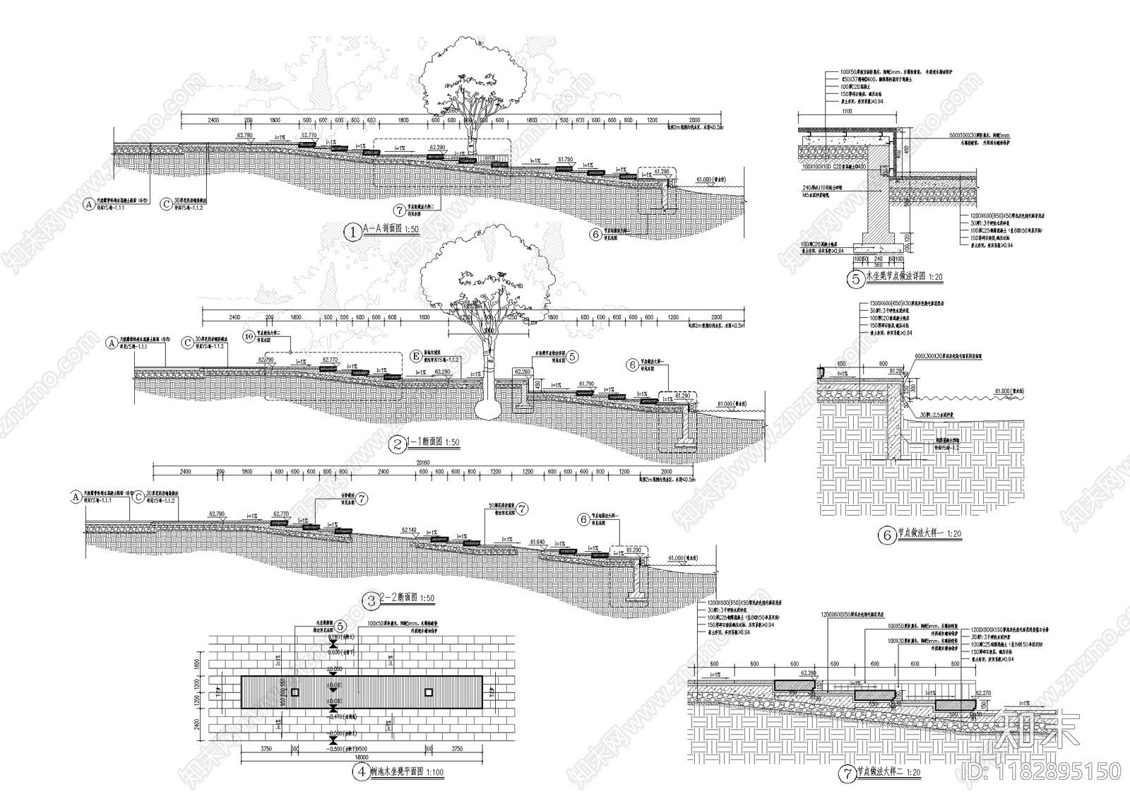 景观节点cad施工图下载【ID:1182895150】