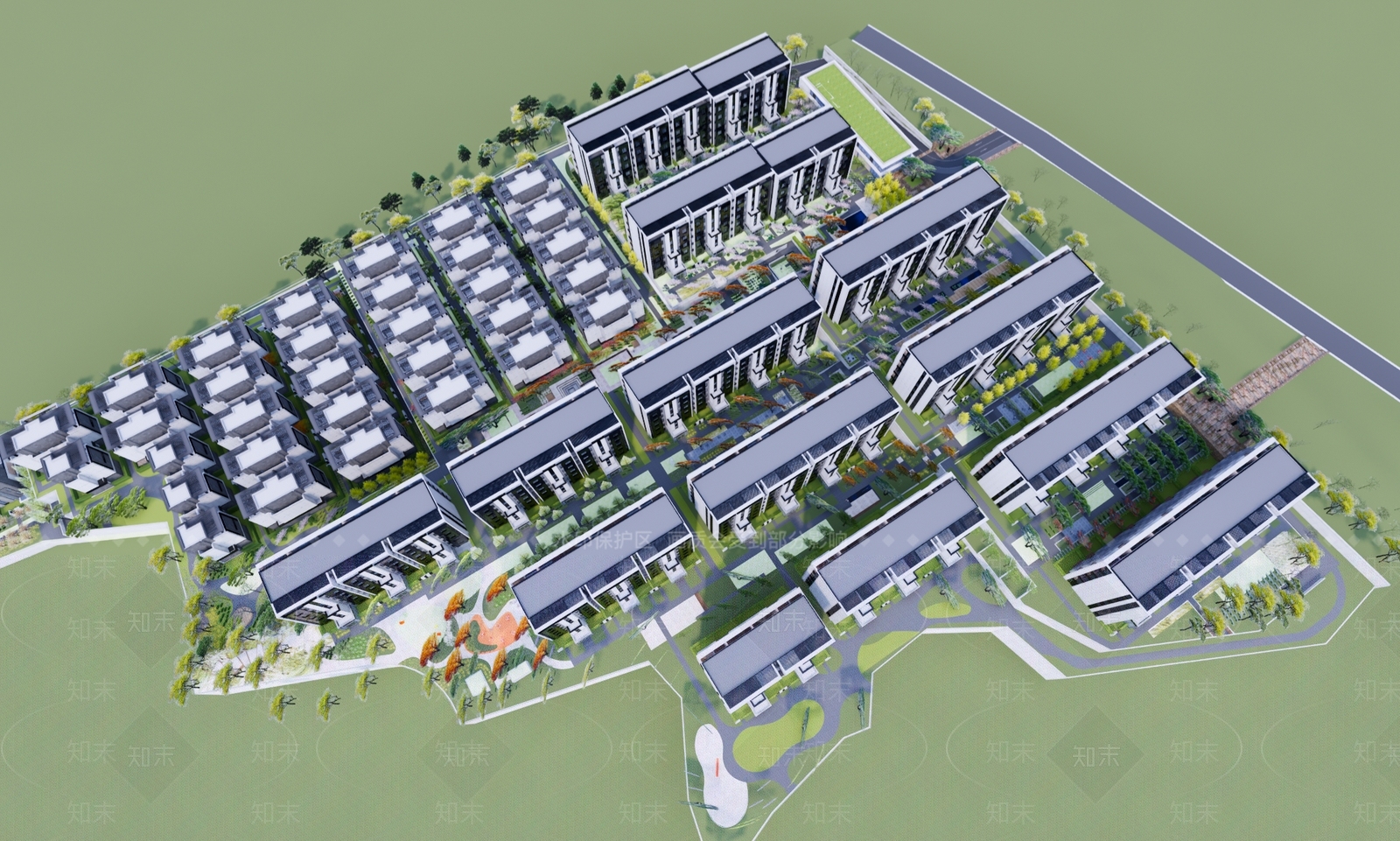 现代小区景观SU模型下载【ID:1182897954】