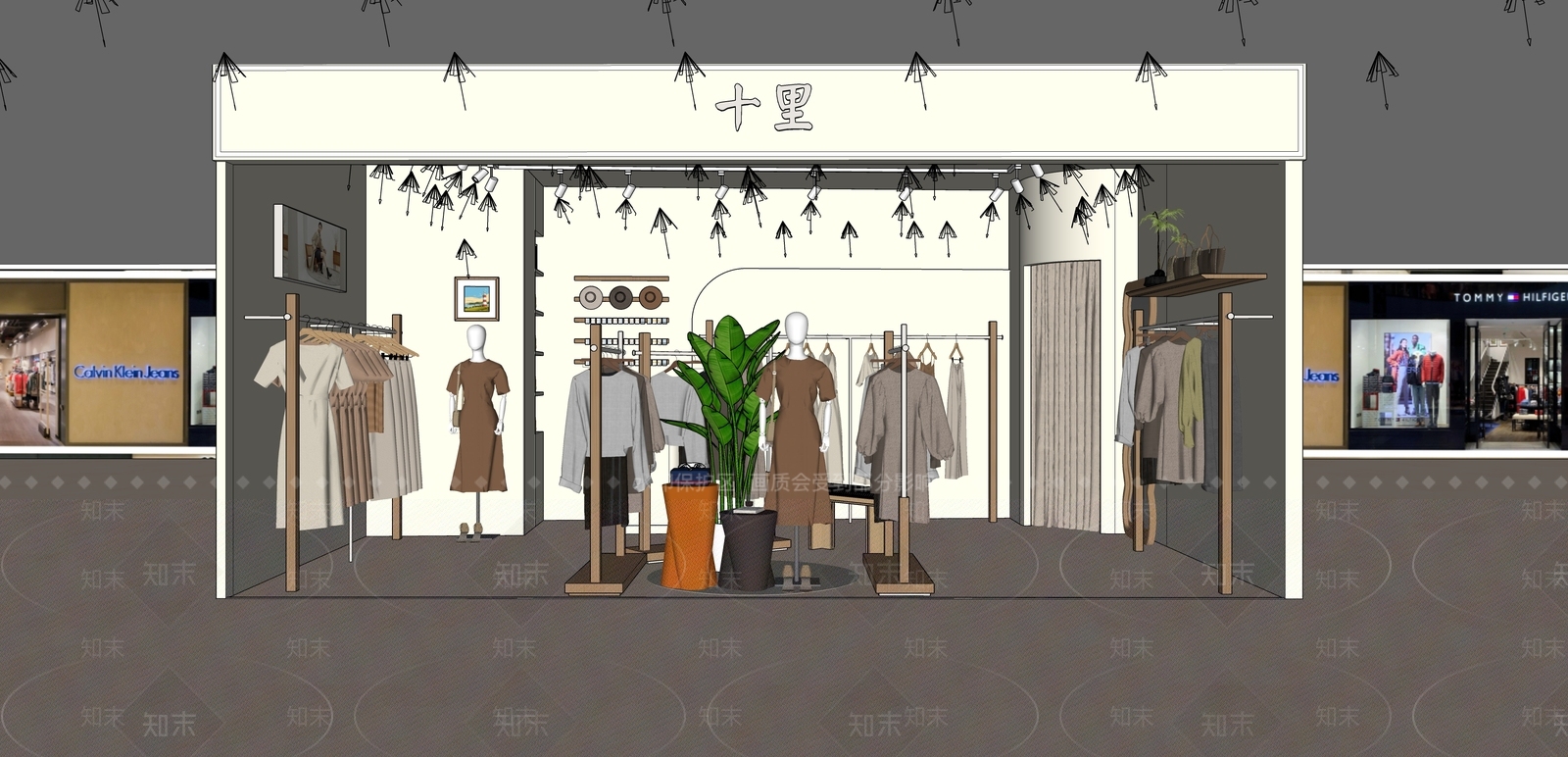 奶油中古服装店SU模型下载【ID:1182898308】