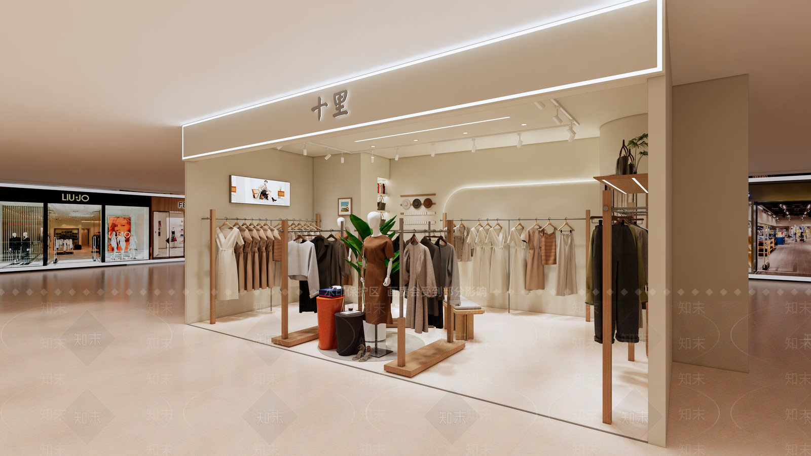 奶油中古服装店SU模型下载【ID:1182898308】