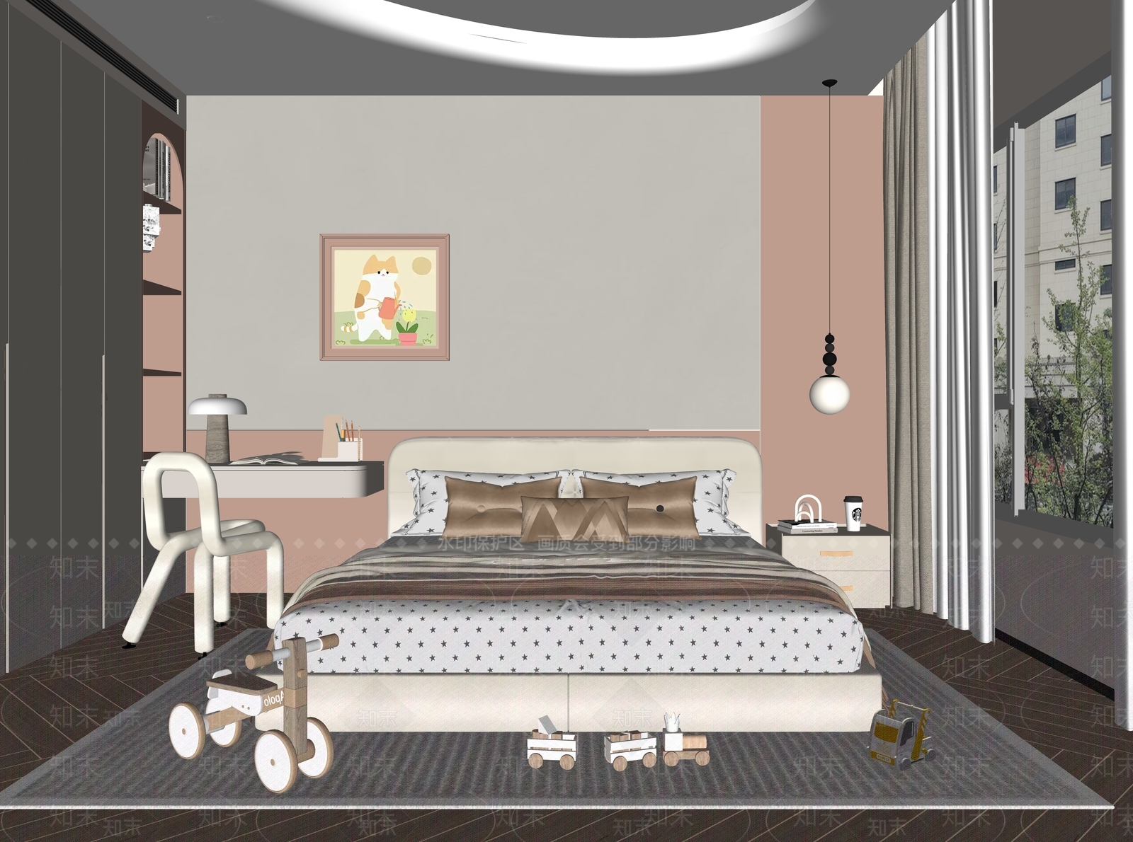 现代女孩房SU模型下载【ID:1182898591】