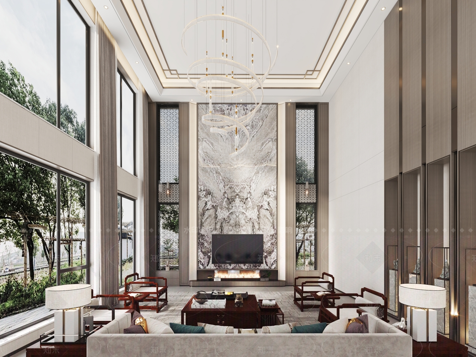 新中式酒店大堂3D模型下载【ID:1214979481】