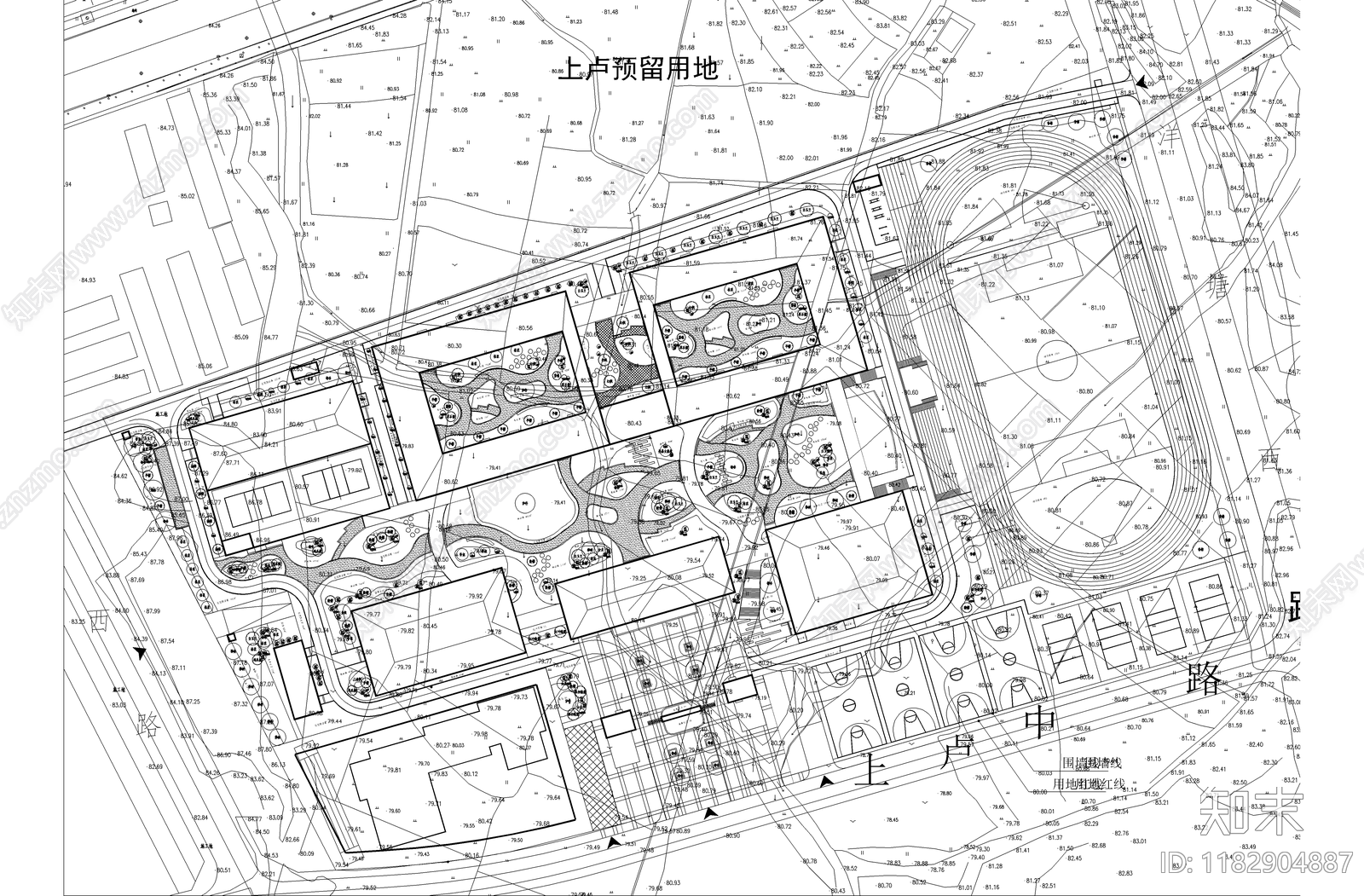 现代校园景观cad施工图下载【ID:1182904887】