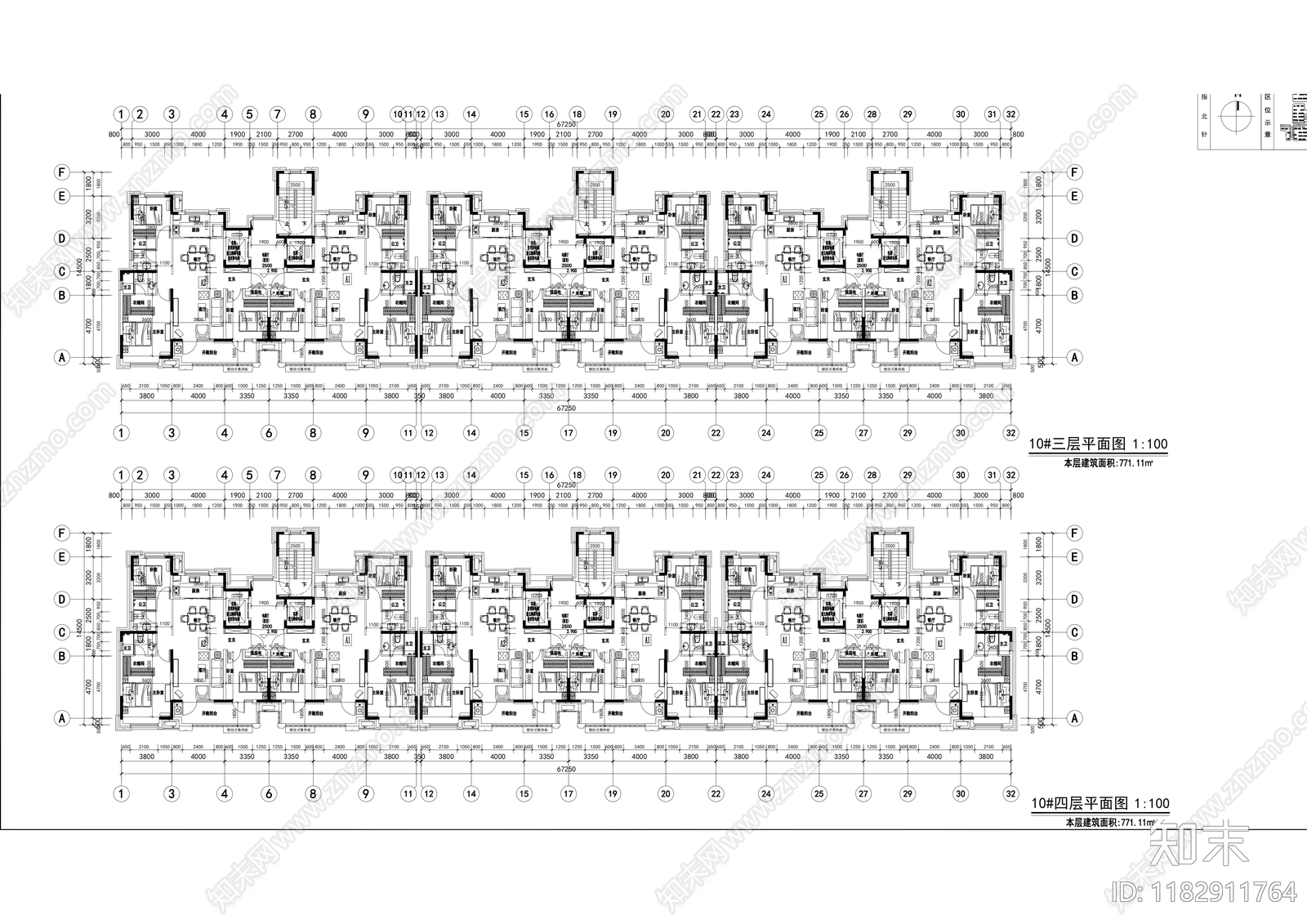 现代住宅楼建筑施工图下载【ID:1182911764】