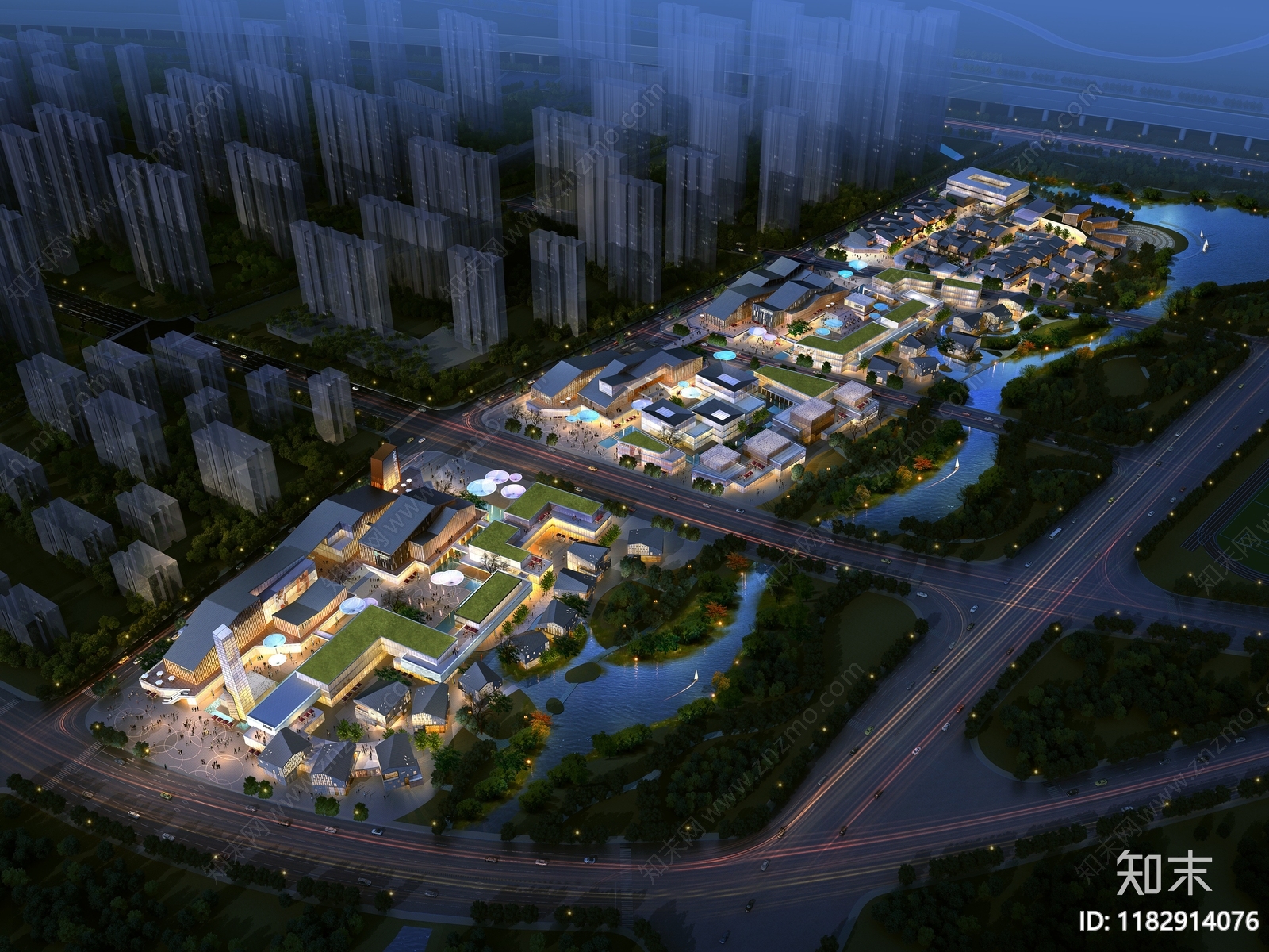 现代商业街区建筑下载【ID:1182914076】