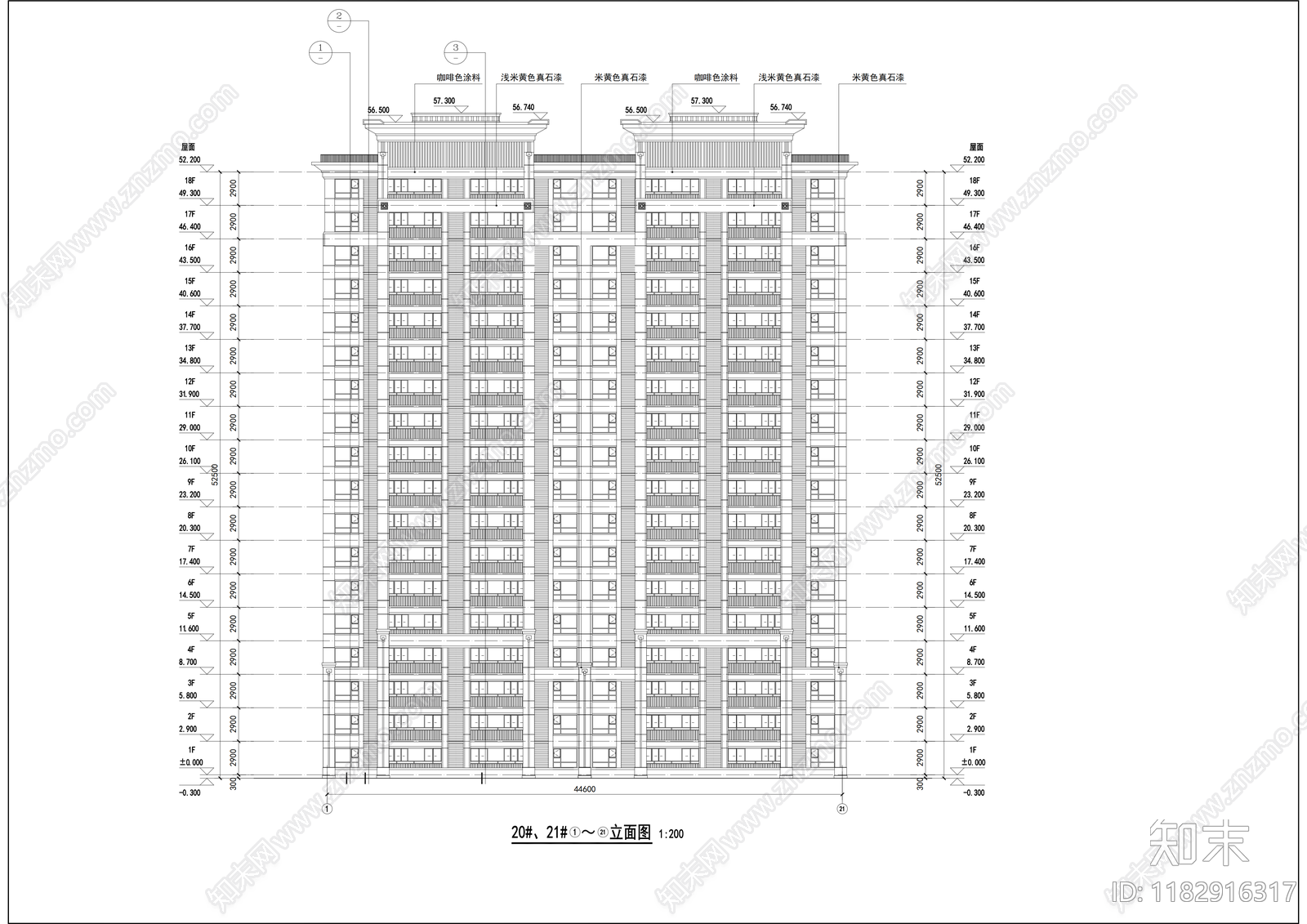 现代住宅楼建筑cad施工图下载【ID:1182916317】