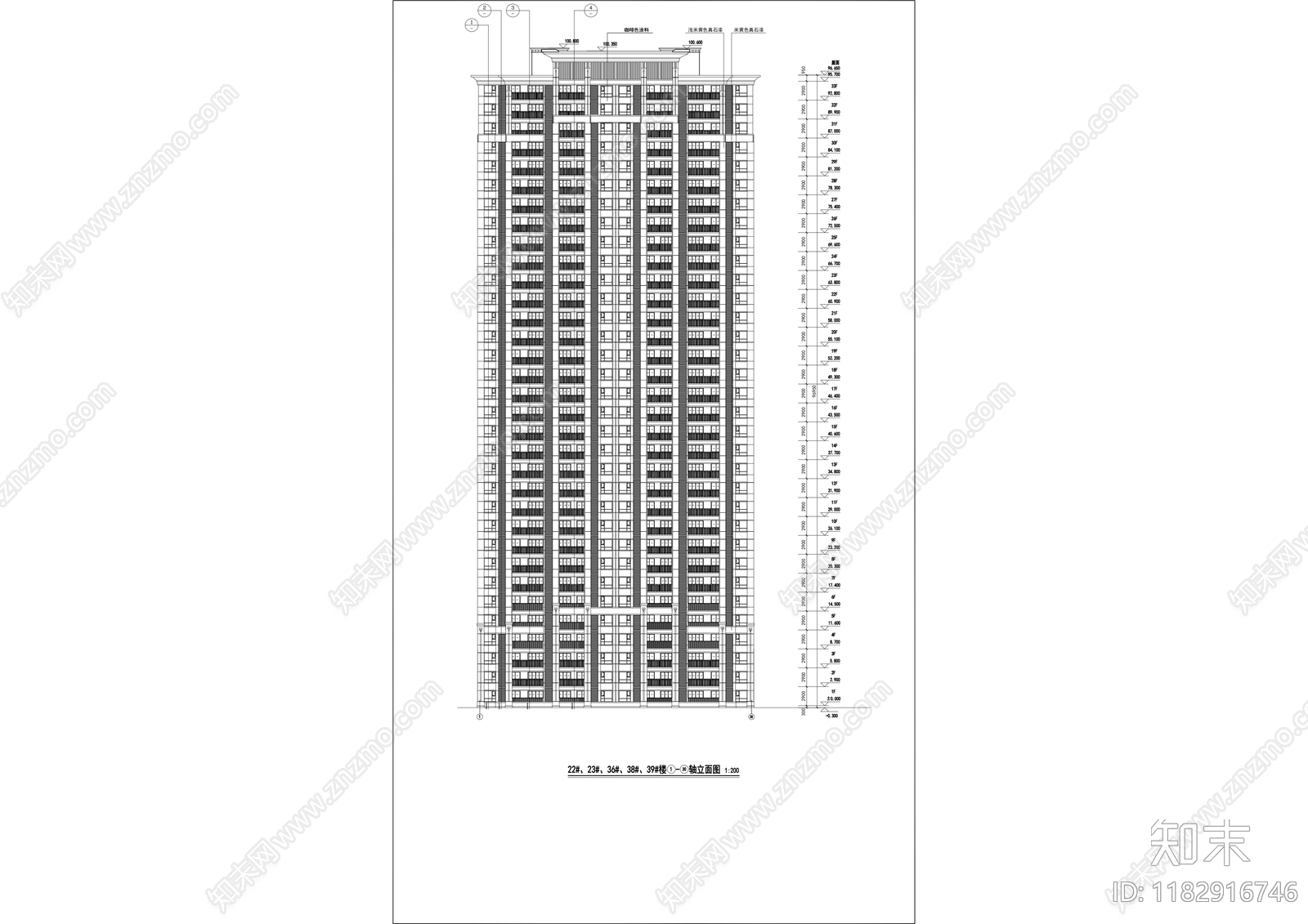 现代住宅楼建筑cad施工图下载【ID:1182916746】