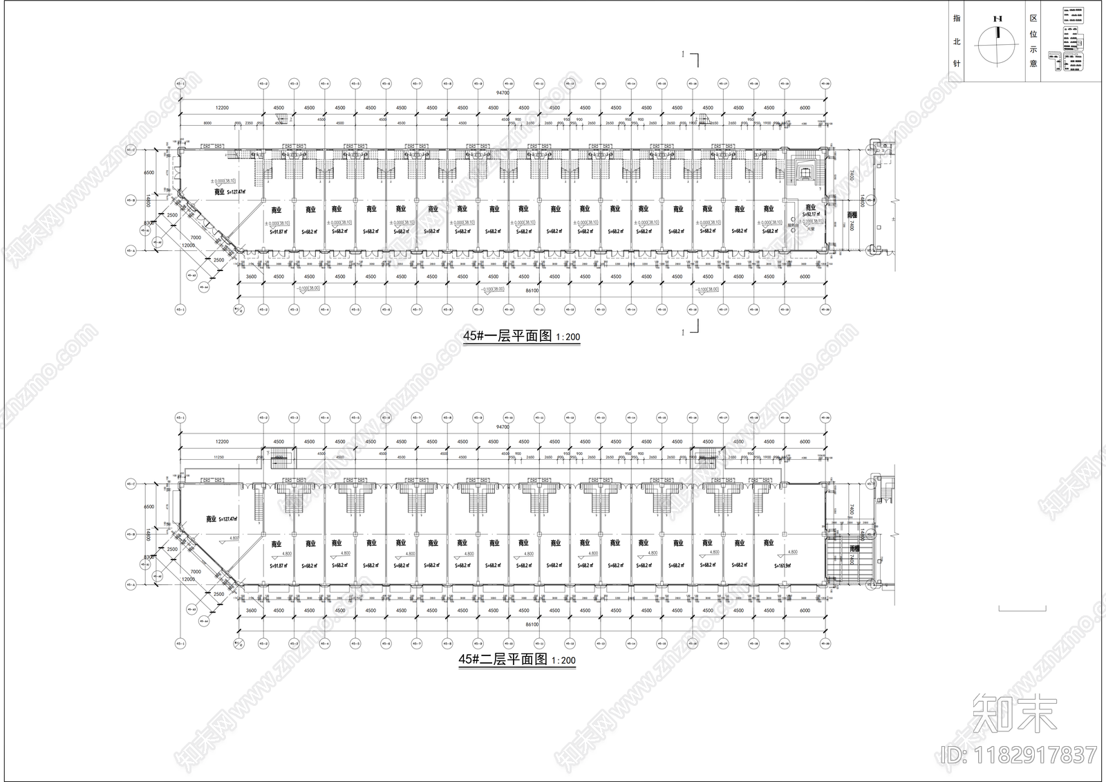 现代住宅楼建筑cad施工图下载【ID:1182917837】