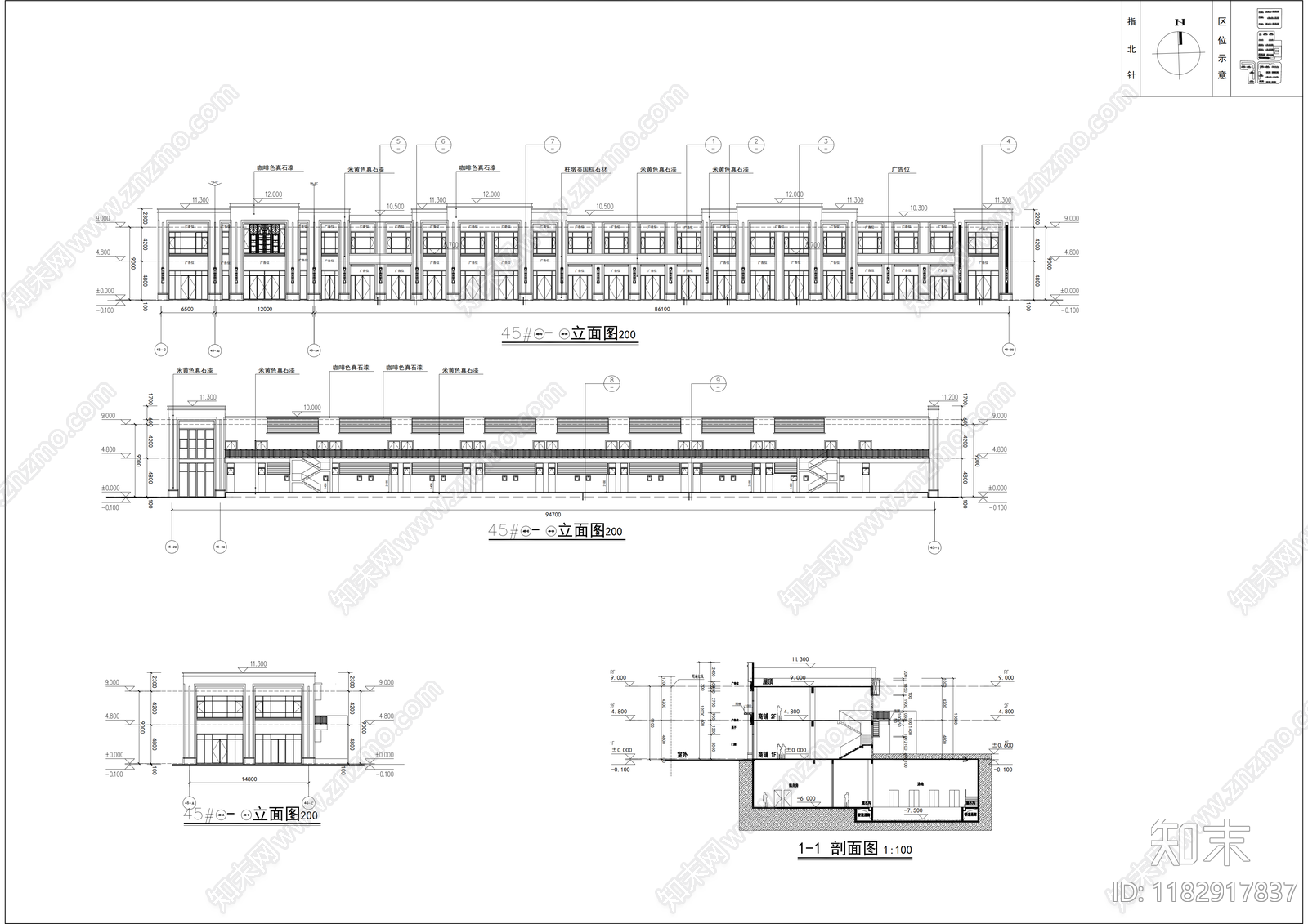 现代住宅楼建筑cad施工图下载【ID:1182917837】