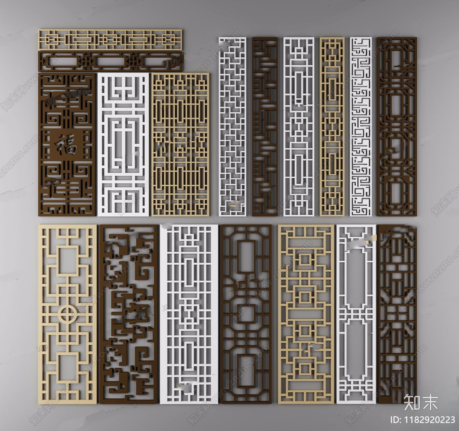 中式新中式隔断3D模型下载【ID:1182920223】