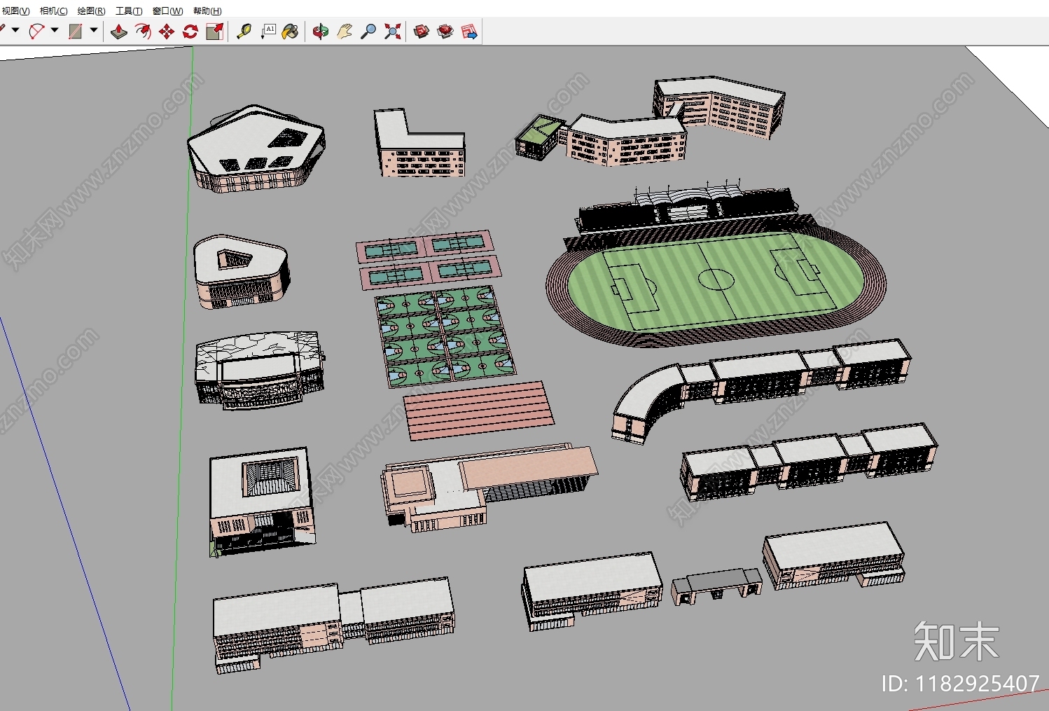现代学校建筑SU模型下载【ID:1182925407】
