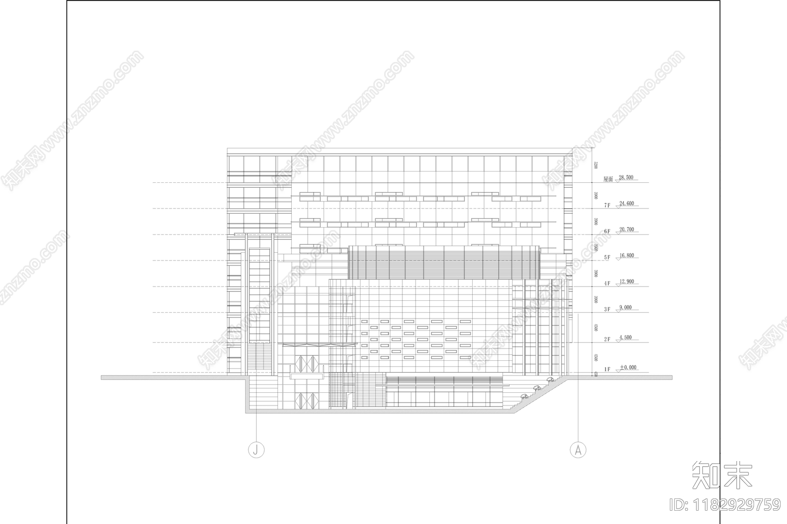 欧式简约学校建筑cad施工图下载【ID:1182929759】