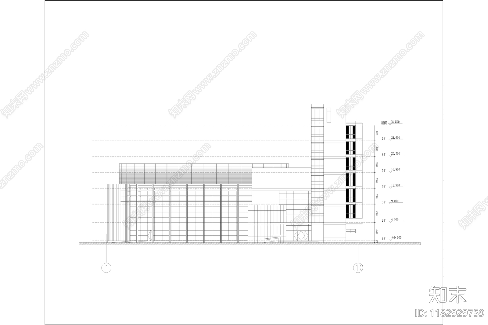 欧式简约学校建筑cad施工图下载【ID:1182929759】