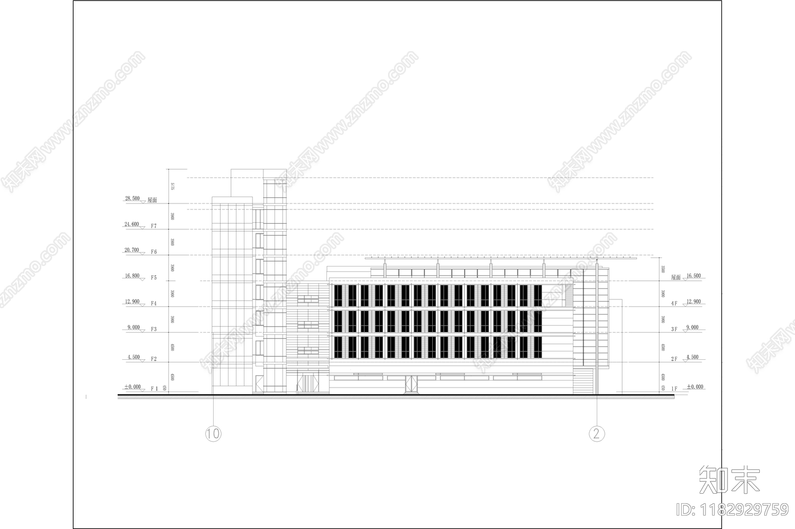 欧式简约学校建筑cad施工图下载【ID:1182929759】