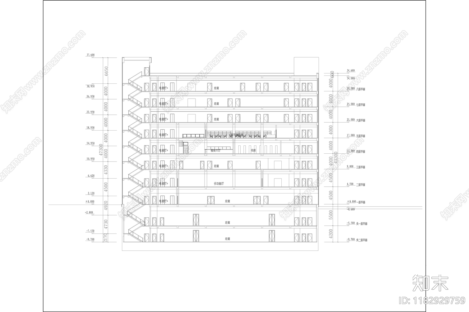 欧式简约学校建筑cad施工图下载【ID:1182929759】