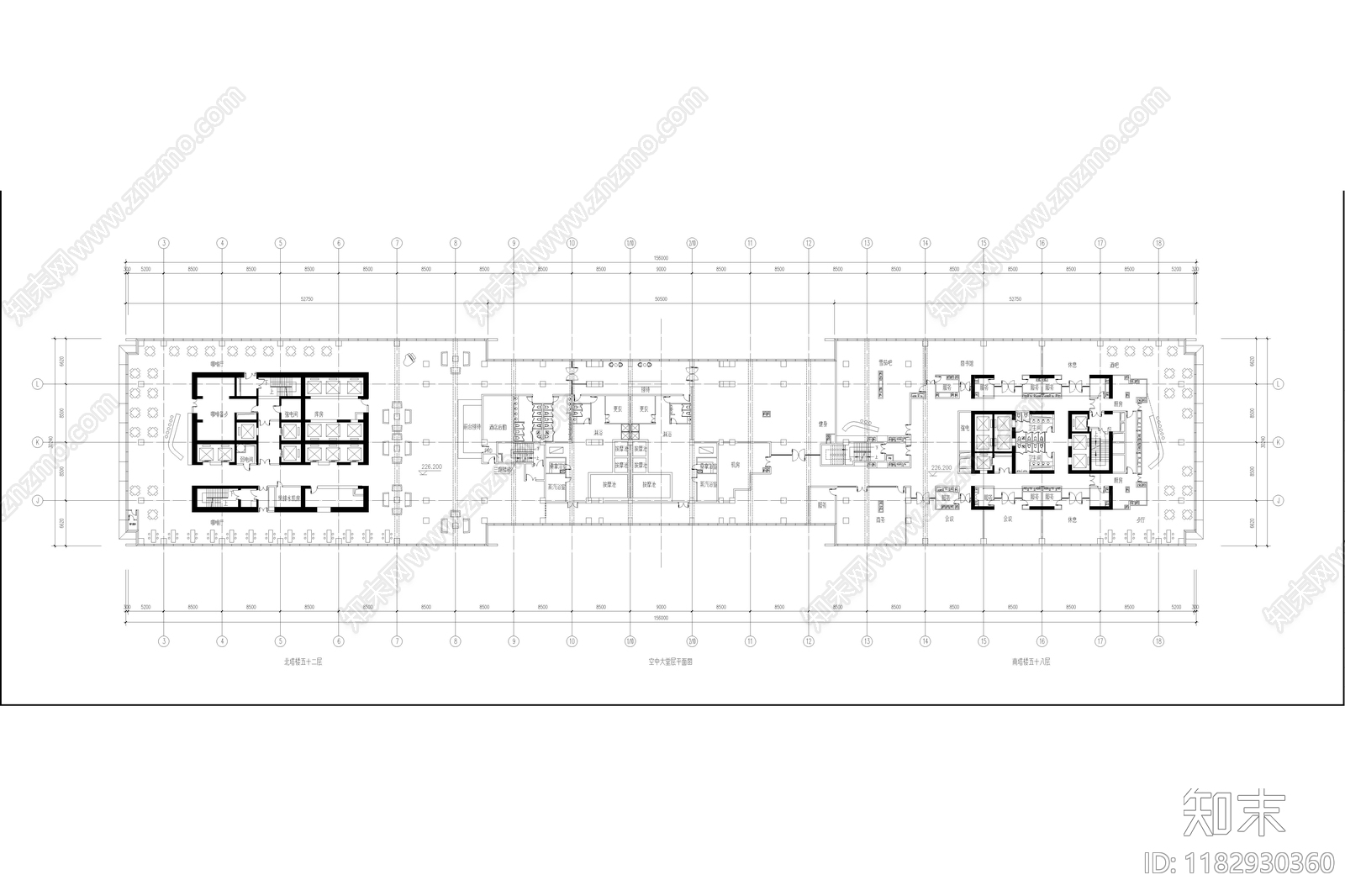 现代极简办公楼建筑cad施工图下载【ID:1182930360】