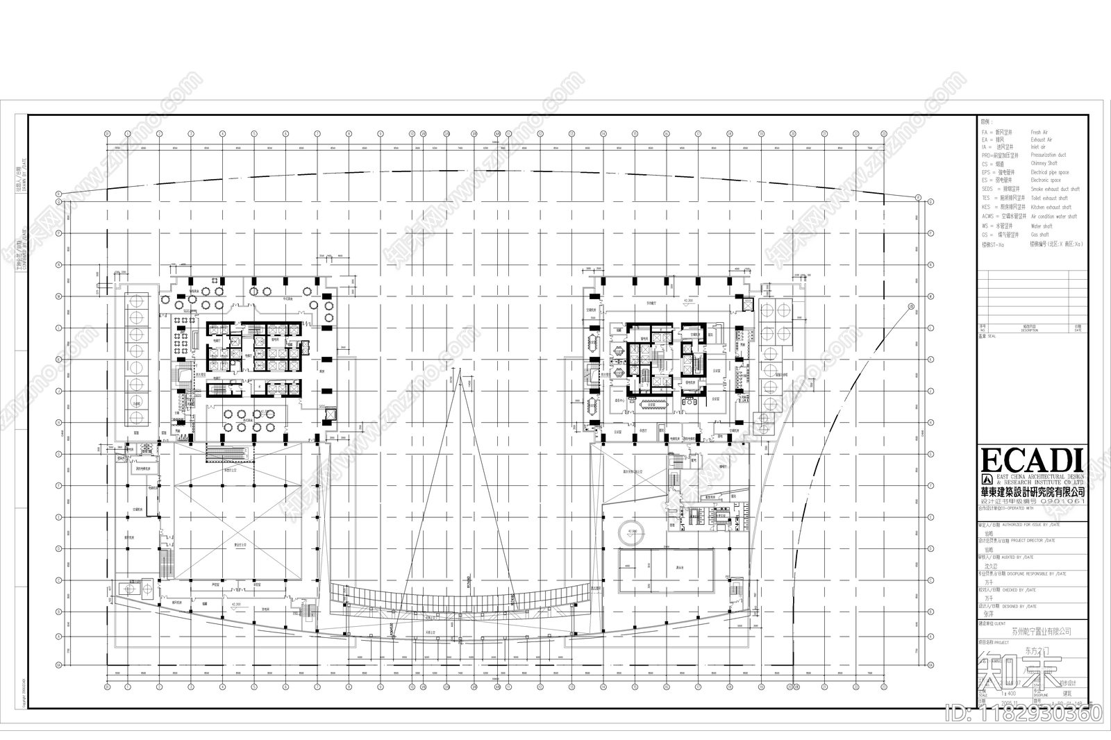 现代极简办公楼建筑cad施工图下载【ID:1182930360】