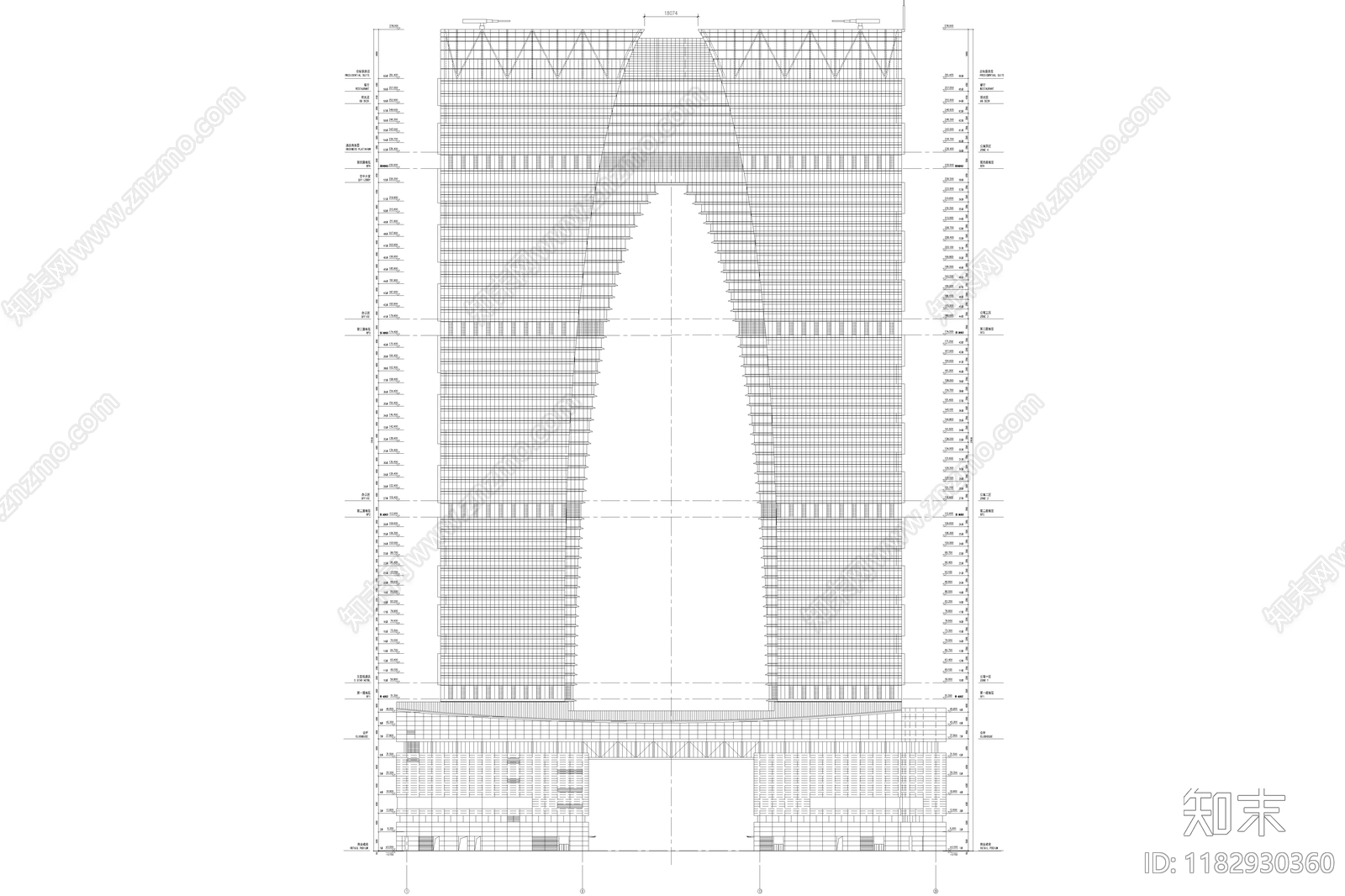 现代极简办公楼建筑cad施工图下载【ID:1182930360】