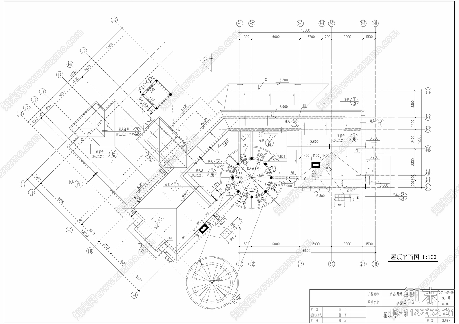 欧式别墅建筑cad施工图下载【ID:1182932531】