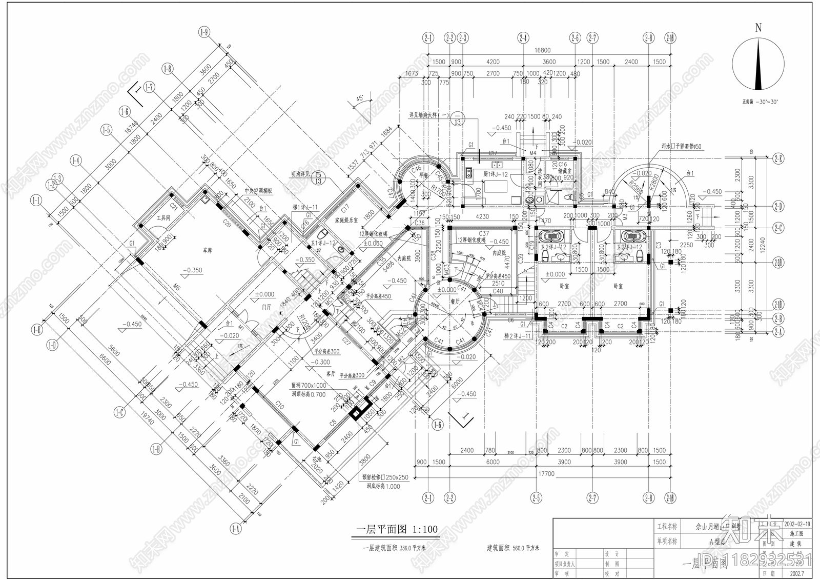 欧式别墅建筑cad施工图下载【ID:1182932531】