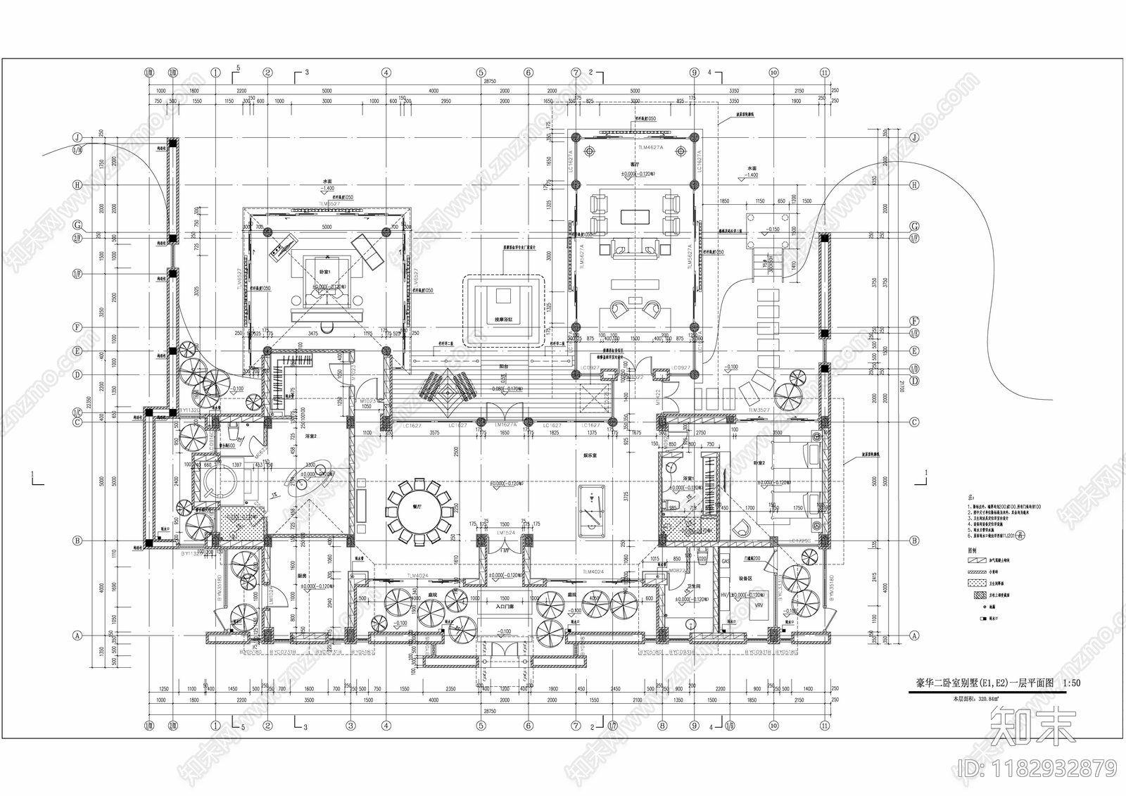 建筑平面图cad施工图下载【ID:1182932879】