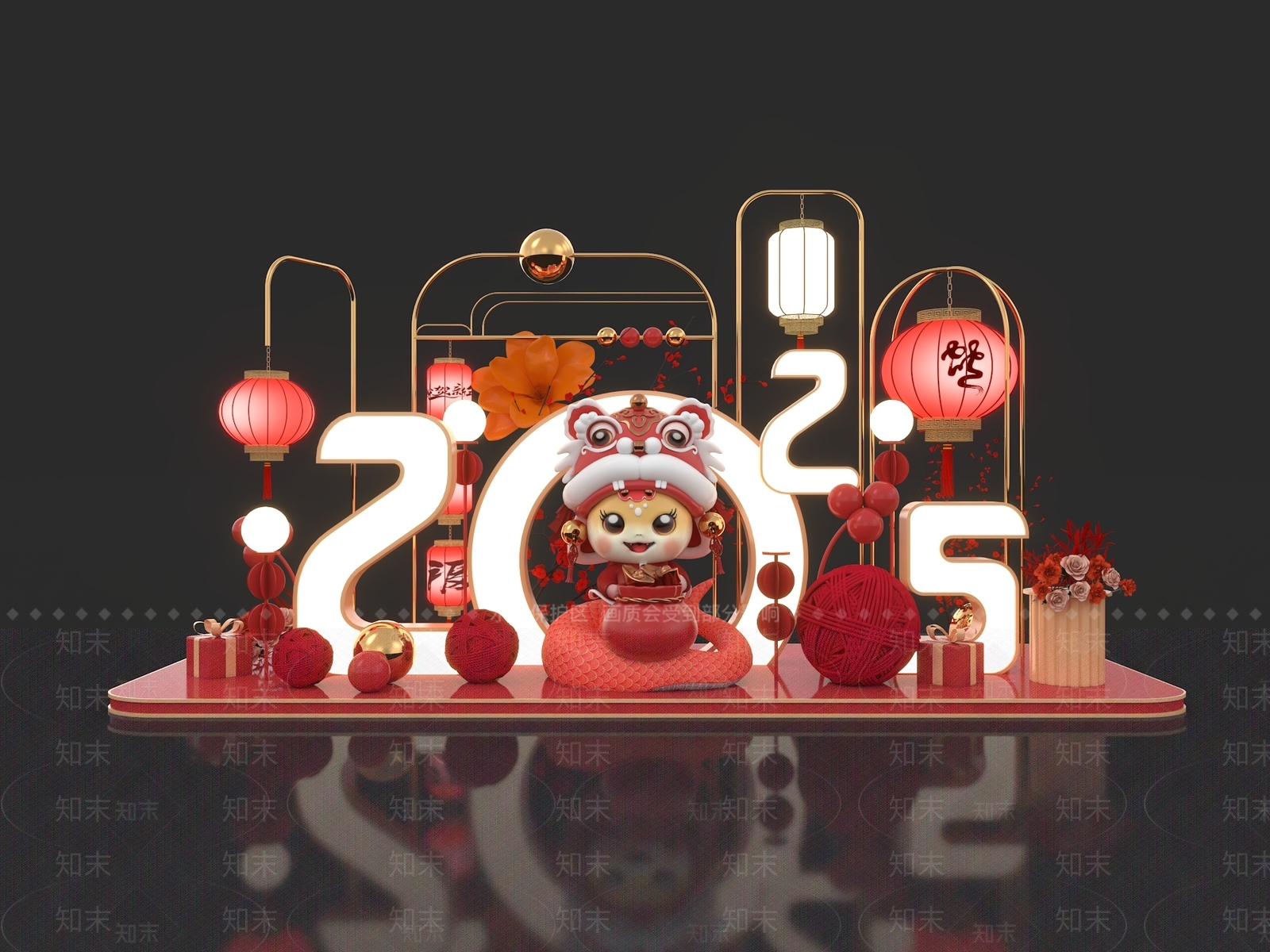 中式美陈3D模型下载【ID:1182936506】