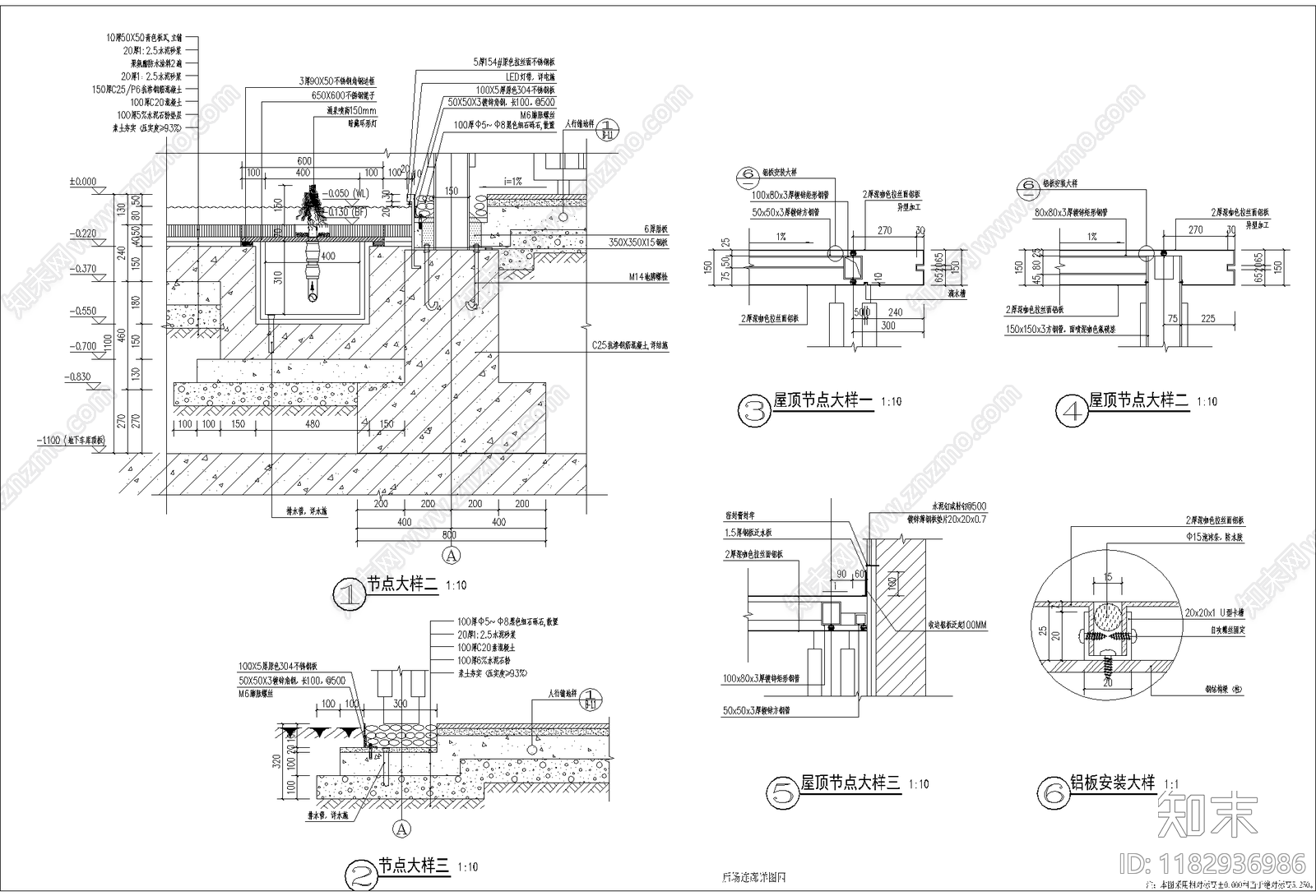 现代新中式廊架cad施工图下载【ID:1182936986】