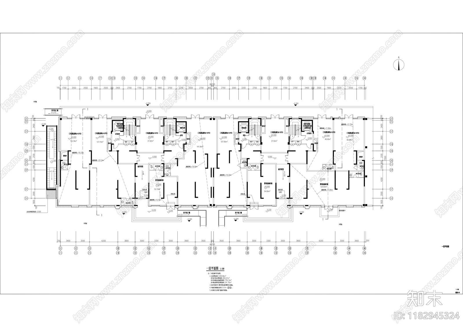 现代住宅楼建筑cad施工图下载【ID:1182945324】