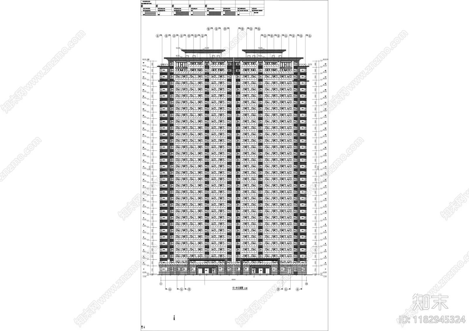 现代住宅楼建筑cad施工图下载【ID:1182945324】