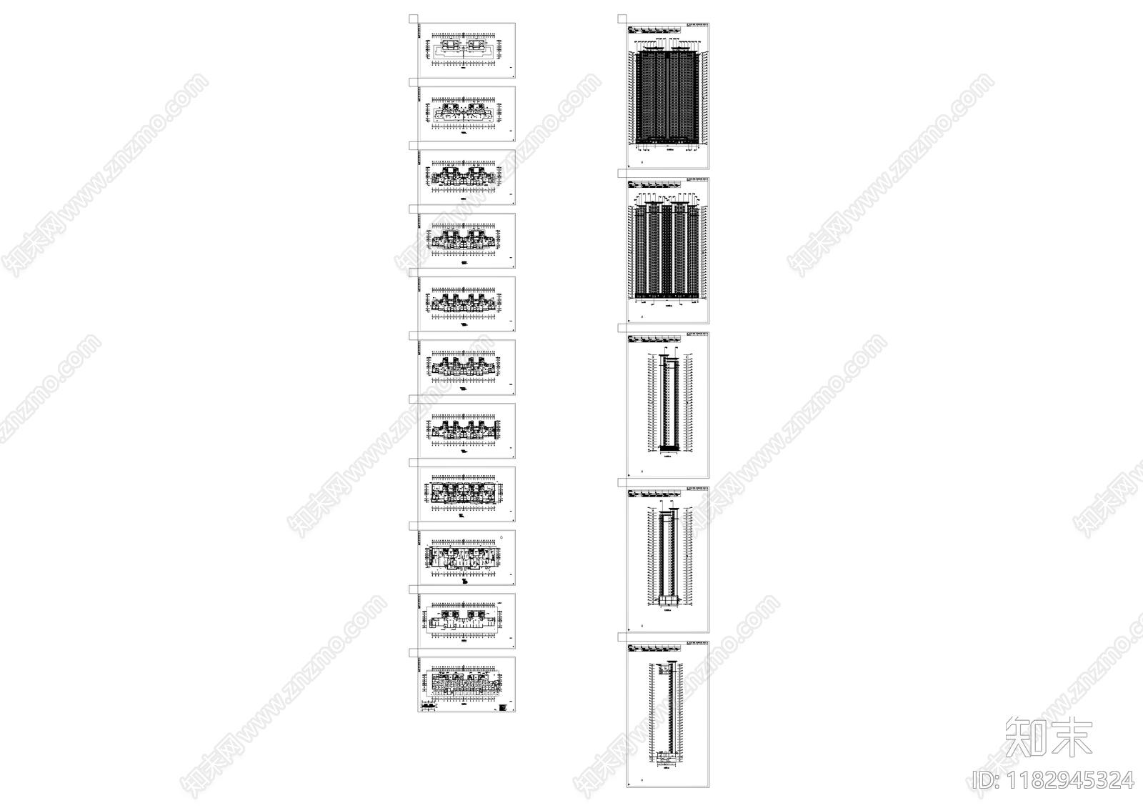 现代住宅楼建筑cad施工图下载【ID:1182945324】