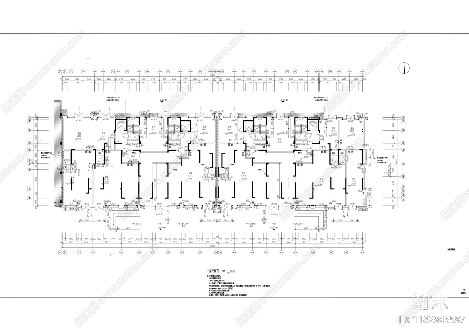 现代住宅楼建筑cad施工图下载【ID:1182945597】