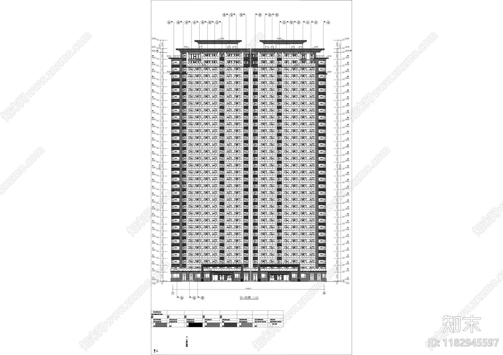 现代住宅楼建筑cad施工图下载【ID:1182945597】