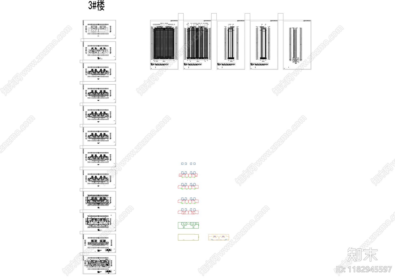 现代住宅楼建筑cad施工图下载【ID:1182945597】