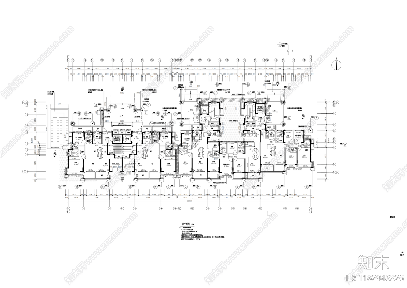 现代住宅楼建筑cad施工图下载【ID:1182946226】