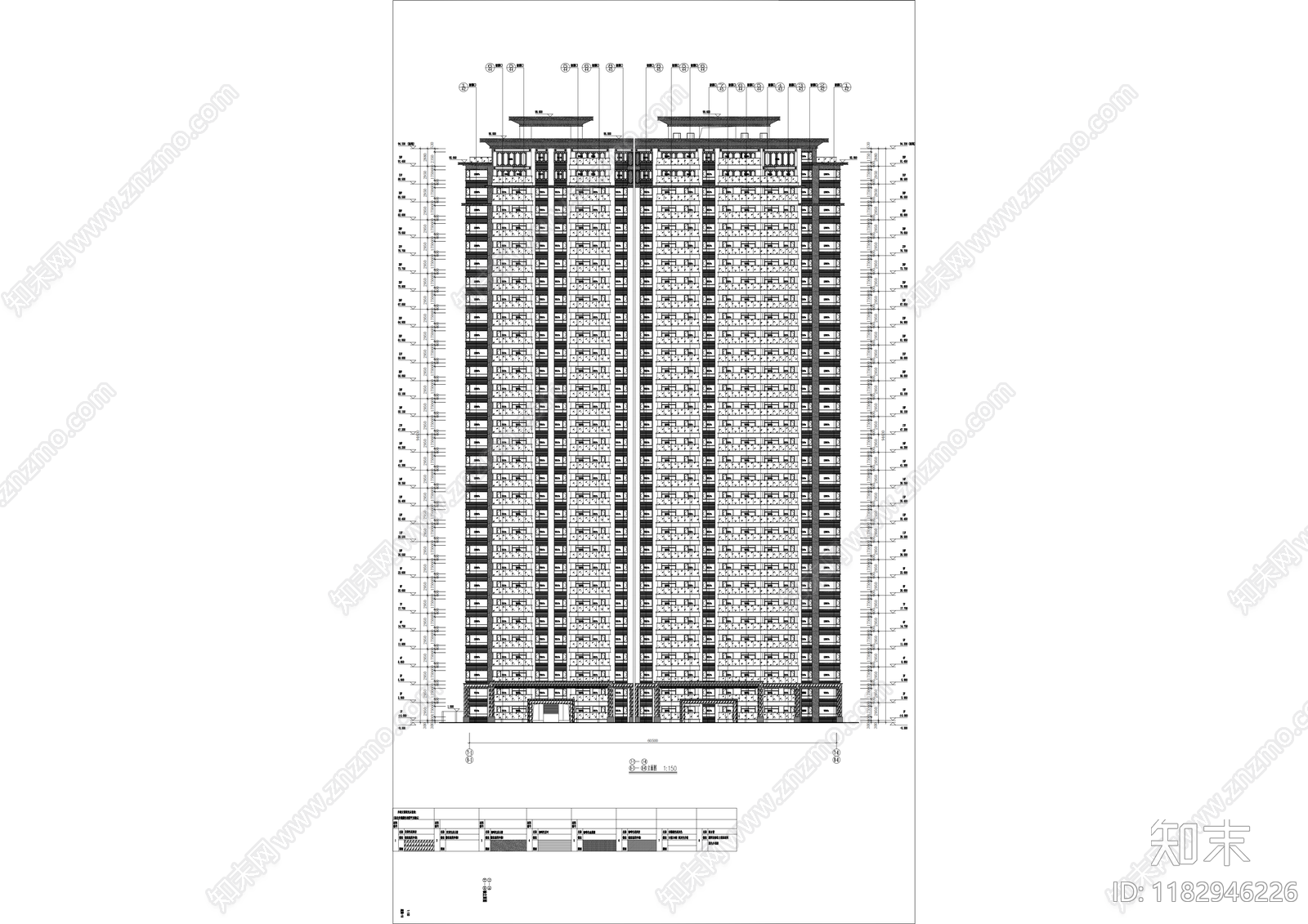 现代住宅楼建筑cad施工图下载【ID:1182946226】