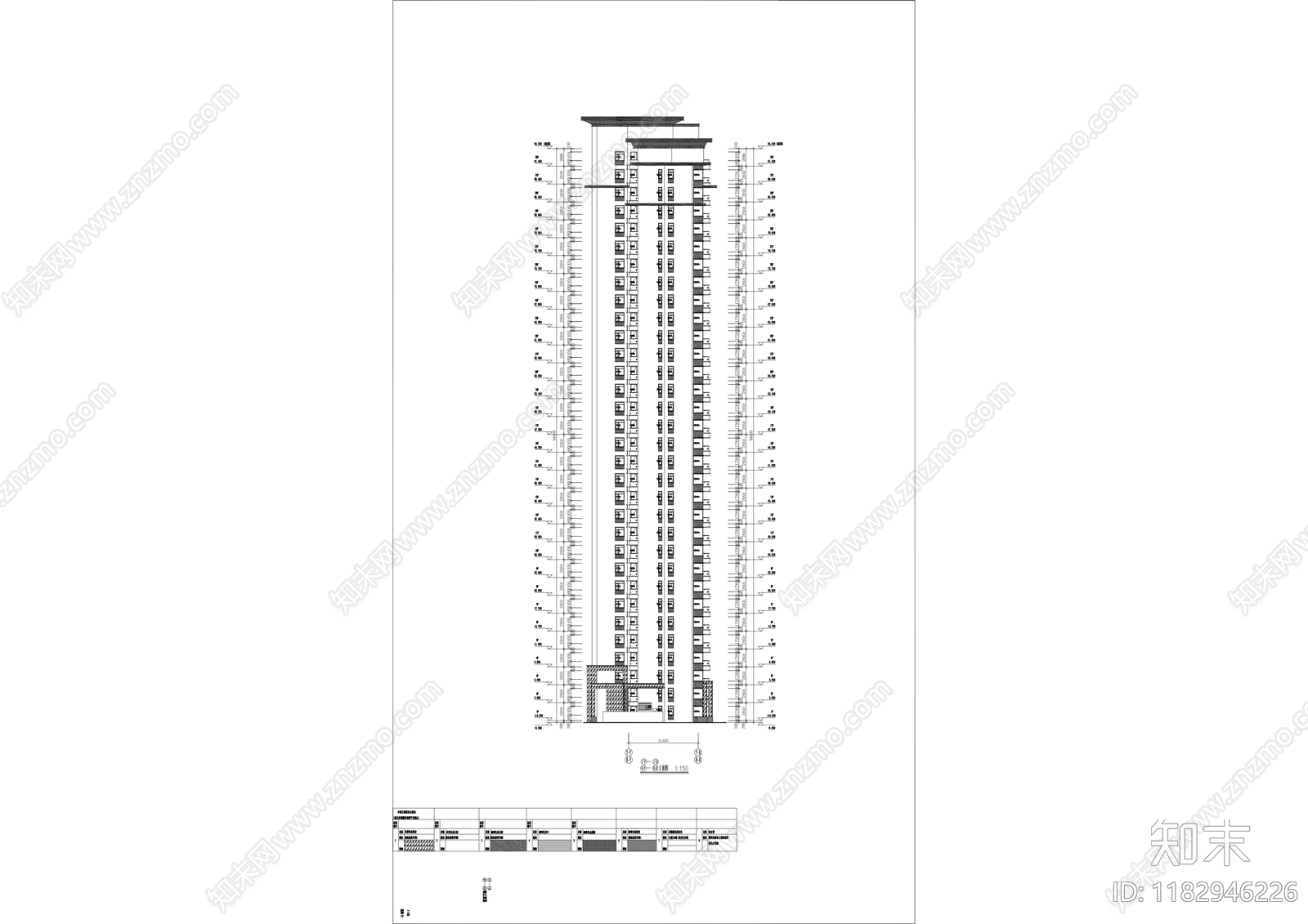 现代住宅楼建筑cad施工图下载【ID:1182946226】