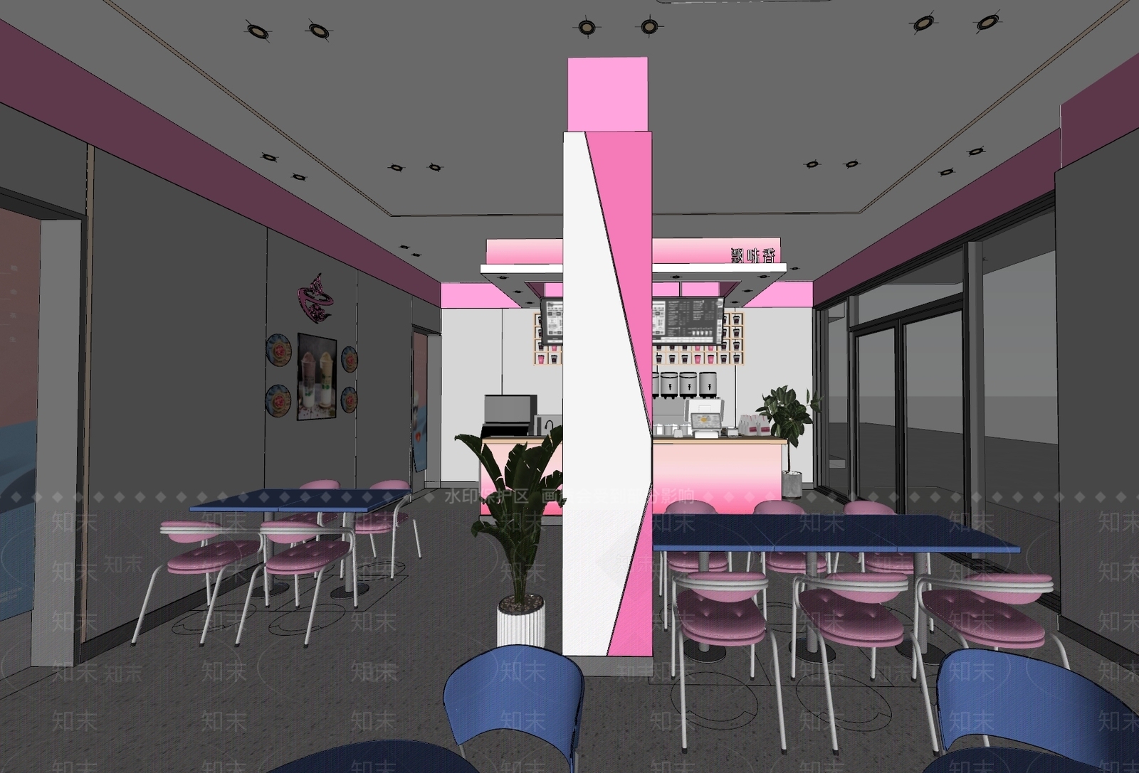 现代简约奶茶店SU模型下载【ID:1182948778】