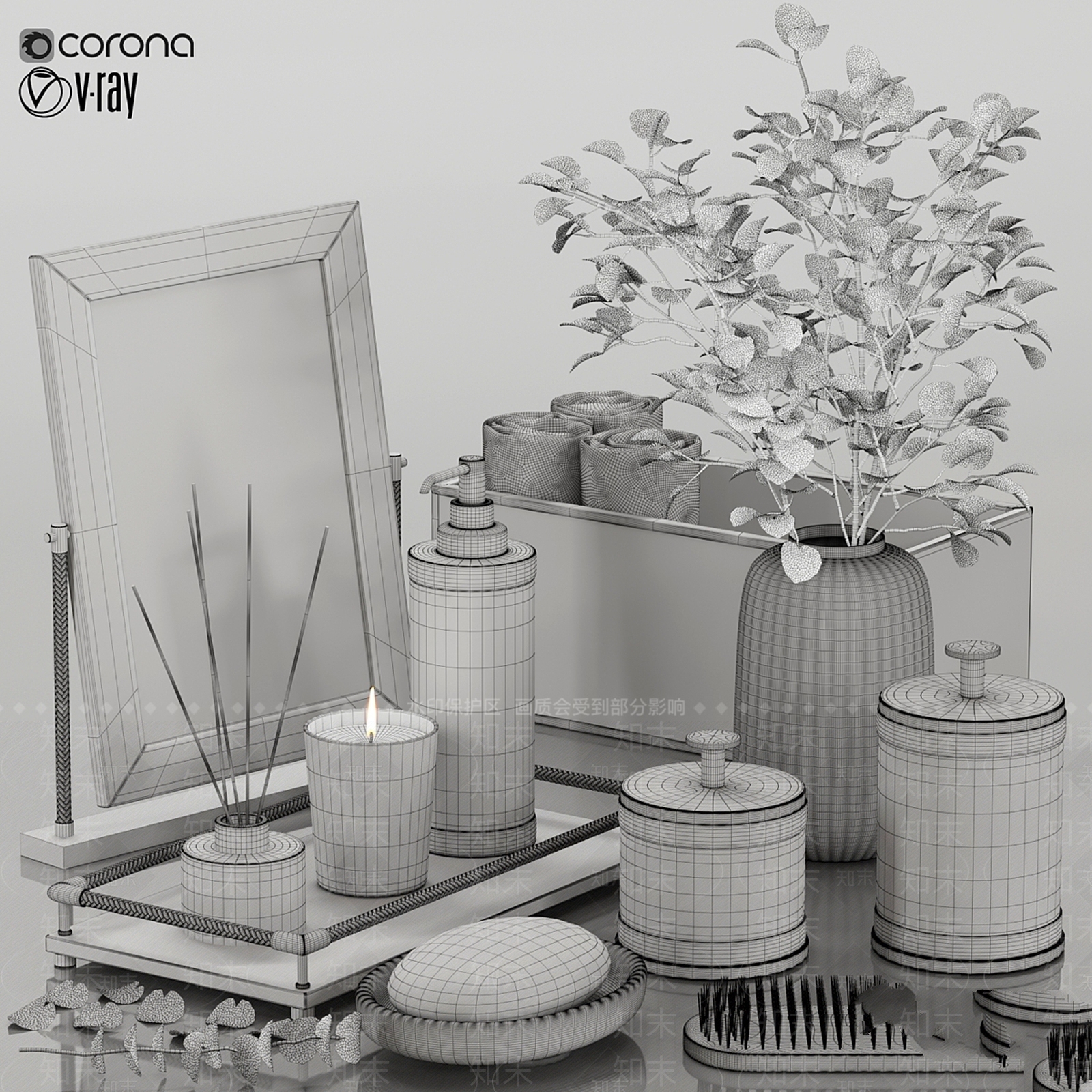 洗浴用品3D模型下载【ID:1182949875】