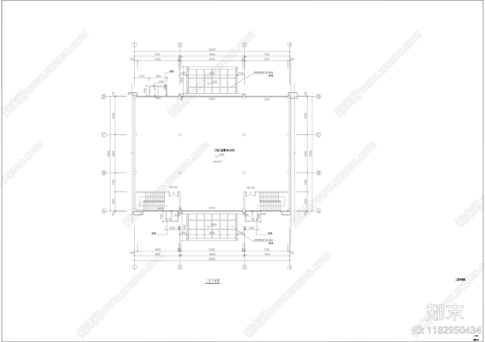 现代售楼处建筑cad施工图下载【ID:1182950434】